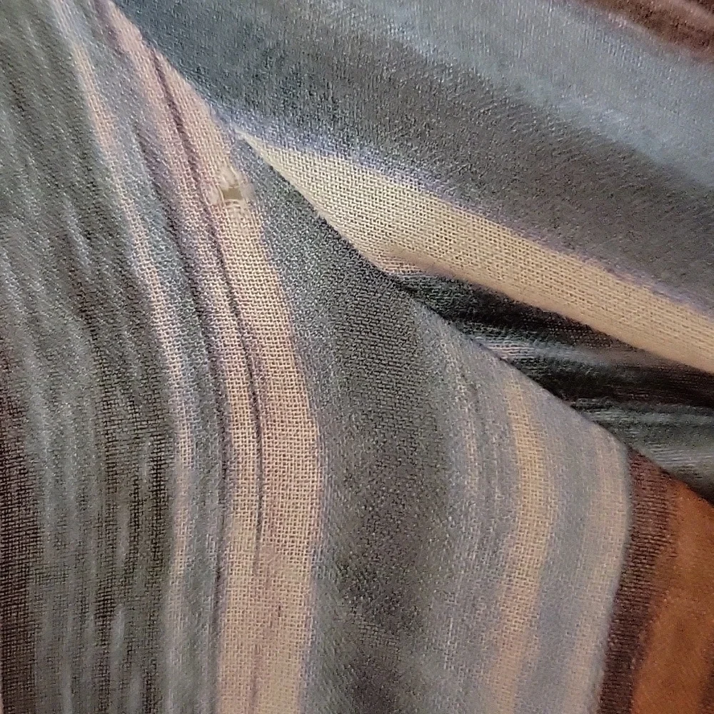 Bella Dahl | Colorful Striped Button Down Long Sleeve Blouse 100% Rayon - Size L - Picture 10 of 10